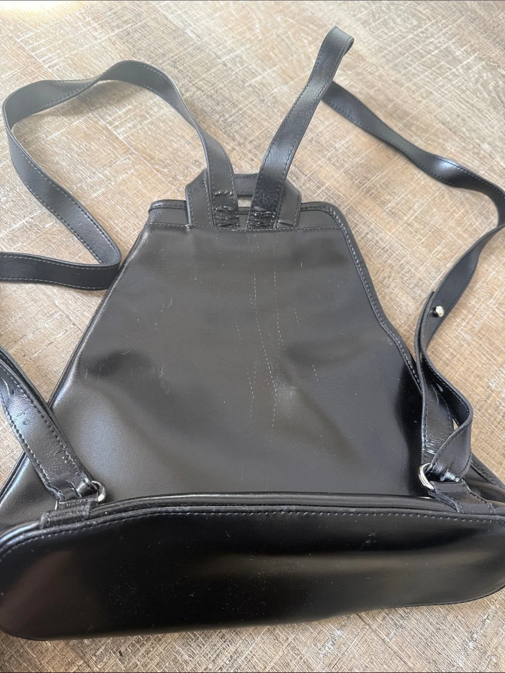 Vintage Longchamp Black Leather Single-Handle Sling Backpack